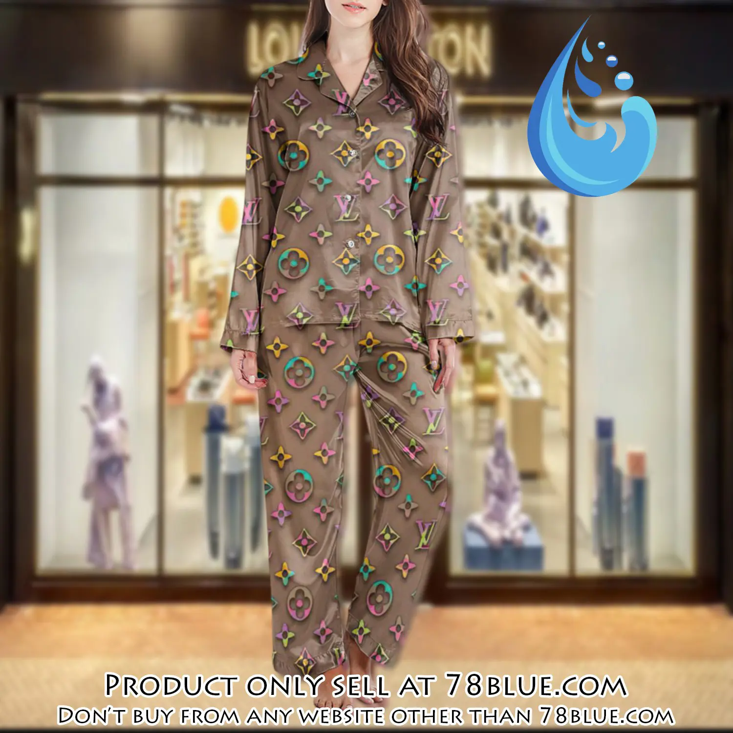 Lv monogram long satin pajama set pjs1003 78b2023616